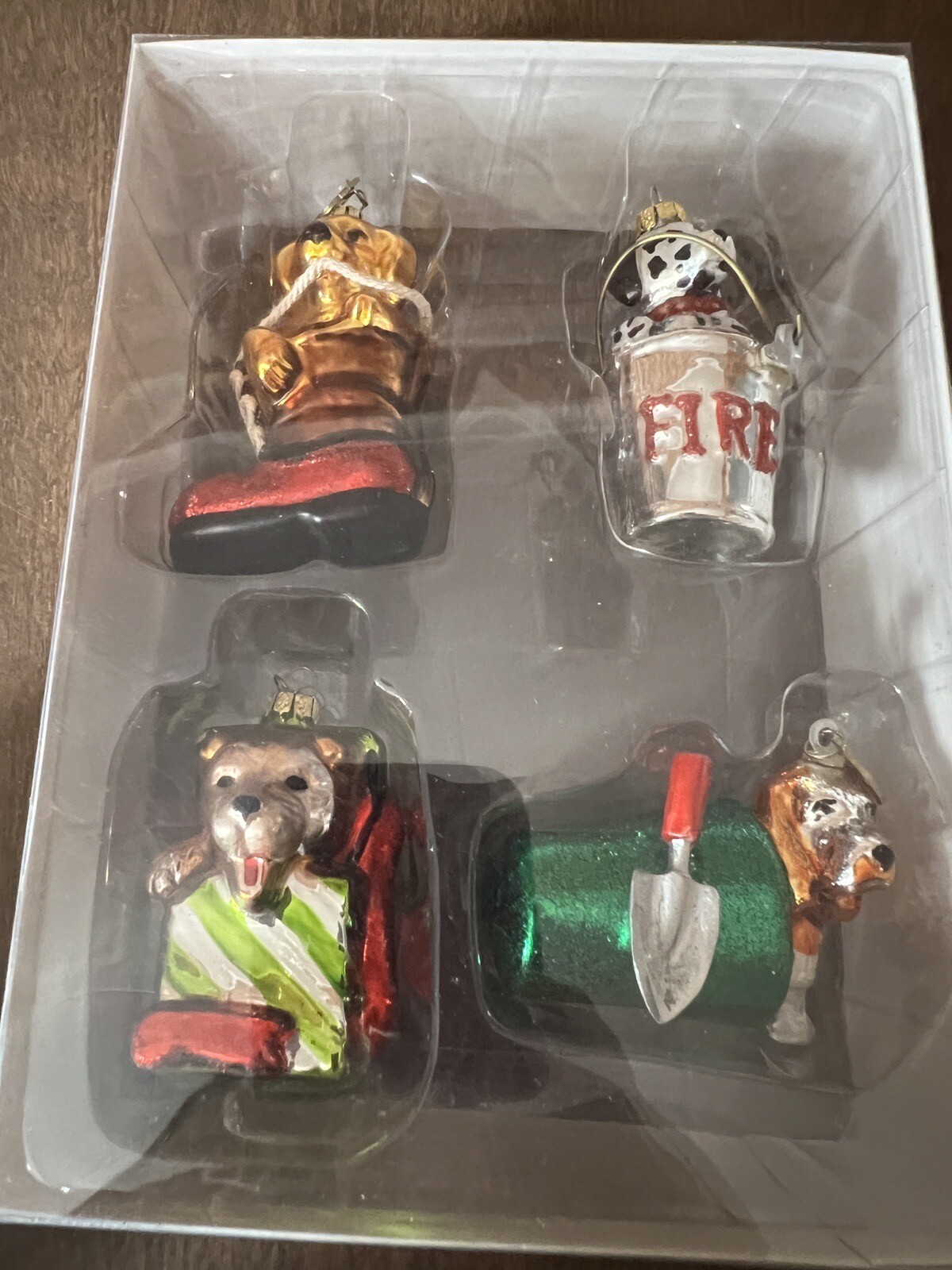 Vintage Mini Glass Dogs Ornaments Department 56 Tiny Trimmings Set of 4 Fire Pup