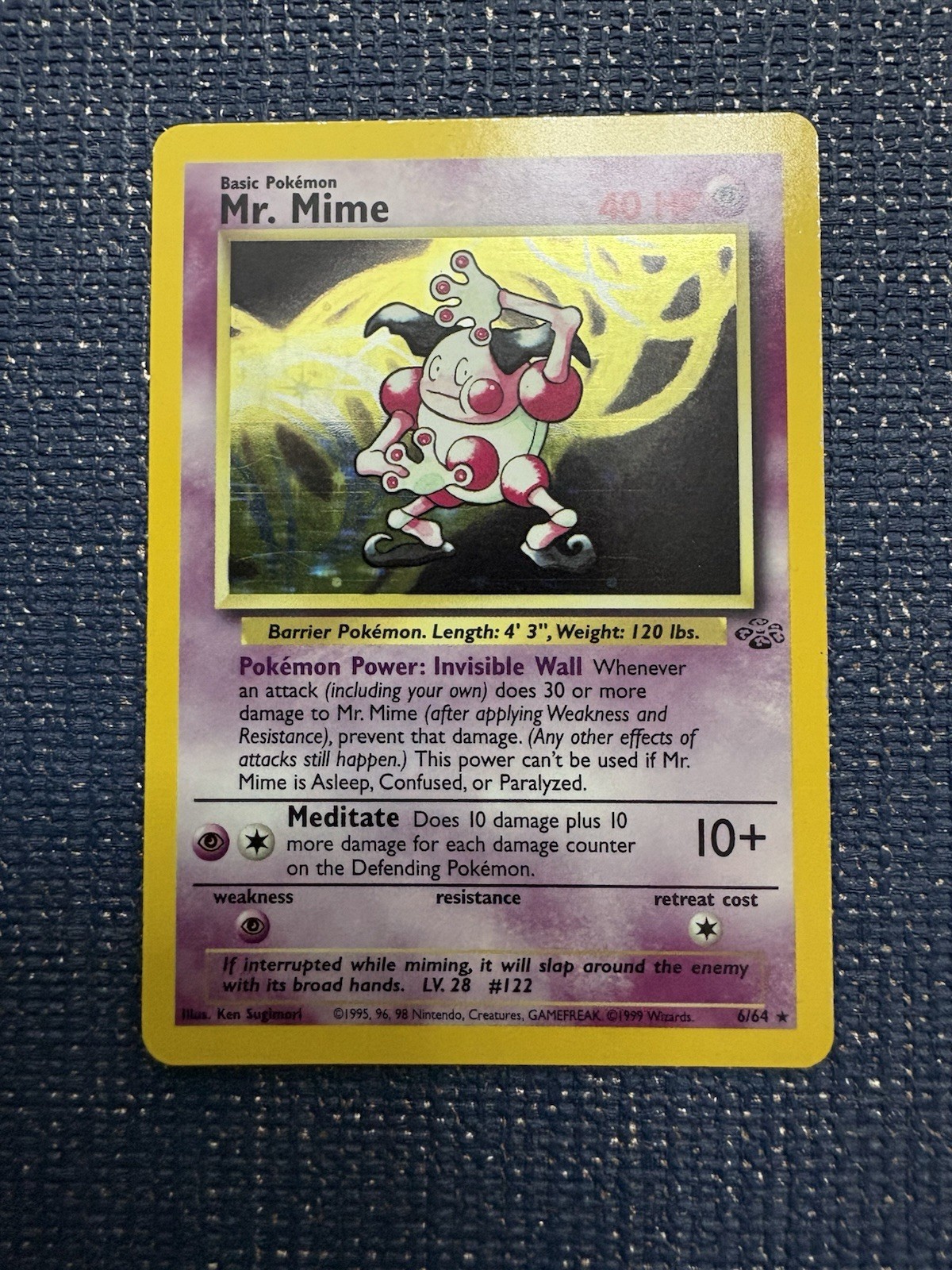 Pokemon Card Mr Mime Holo 6/64 Jungle Set 1999 Rare Vintage VG Condition Pokemon Card Mr Mime Holo 6/64 Jungle Set 1999 Rare Vintage VG Condition
