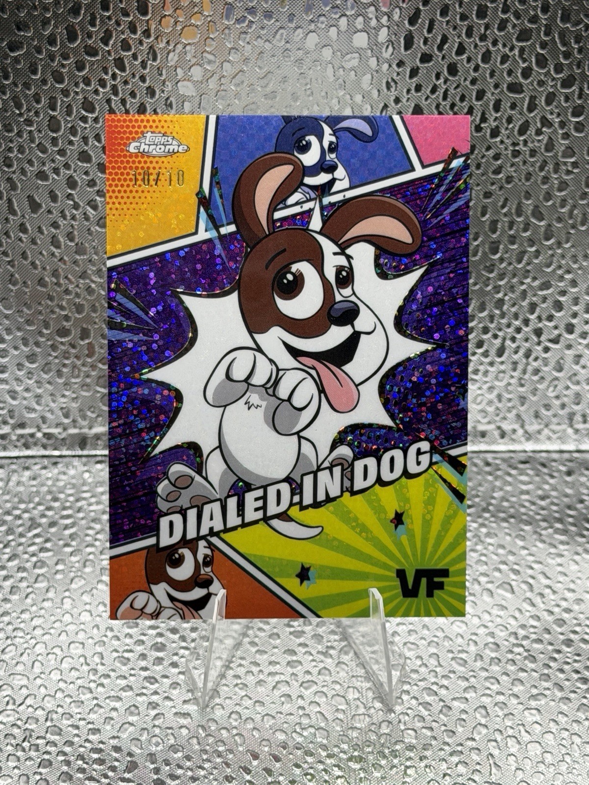 2025 Topps Chrome VeeFriends Dialed in Dog 2025 Manga Speckle Purple 10/10 2025 Topps Chrome VeeFriends Dialed in Dog 2025 Manga Speckle Purple 10/10