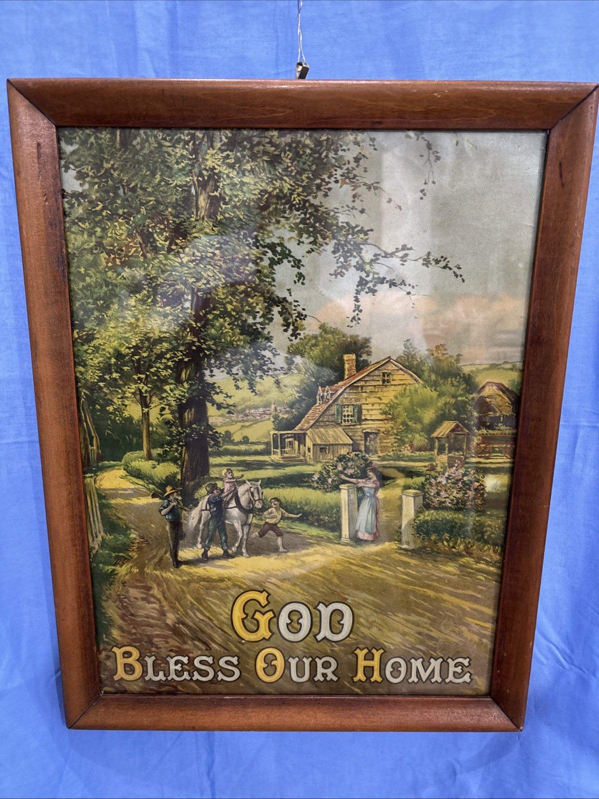 “God Bless Our Home”, Late 19th Century Framed Chromolithograph. “God Bless Our Home”, Late 19th Century Framed Chromolithograph.