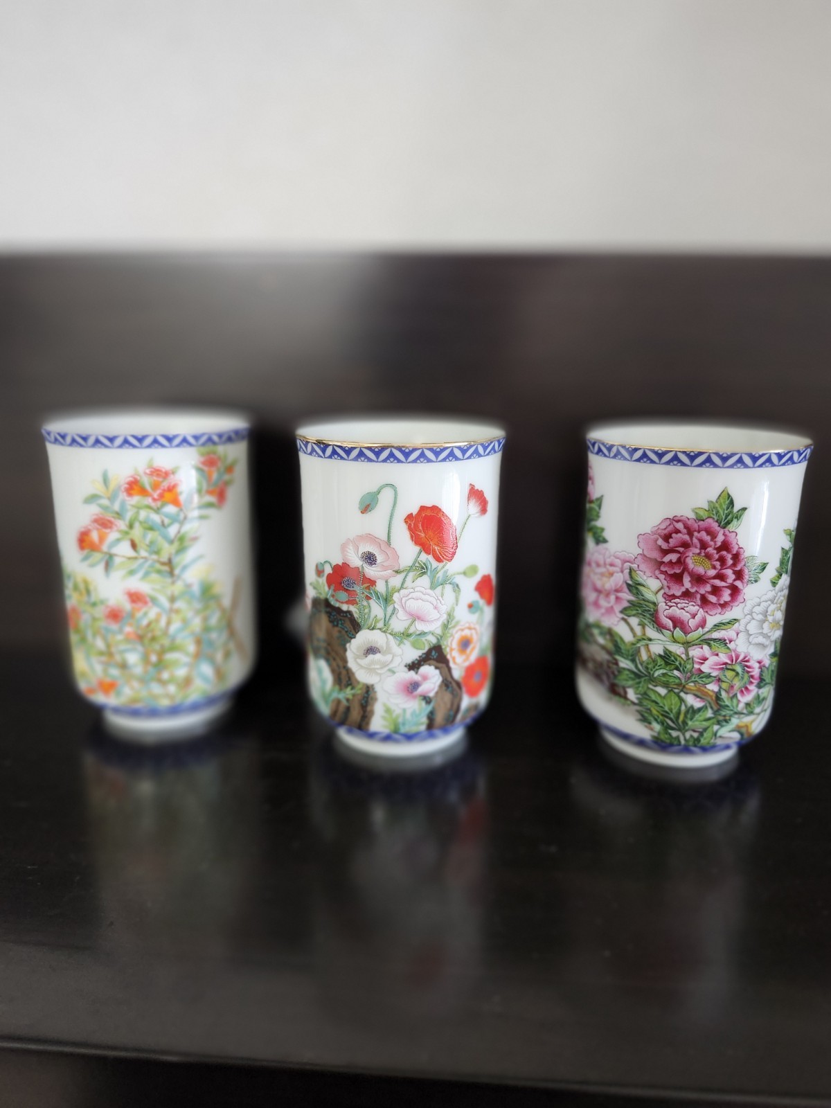 Vintage Sake Cup Set Of 3 Franklin Mint Porcelain Limited Edition 1981 Japan Vintage Sake Cup Set Of 3 Franklin Mint Porcelain Limited Edition 1981 Japan