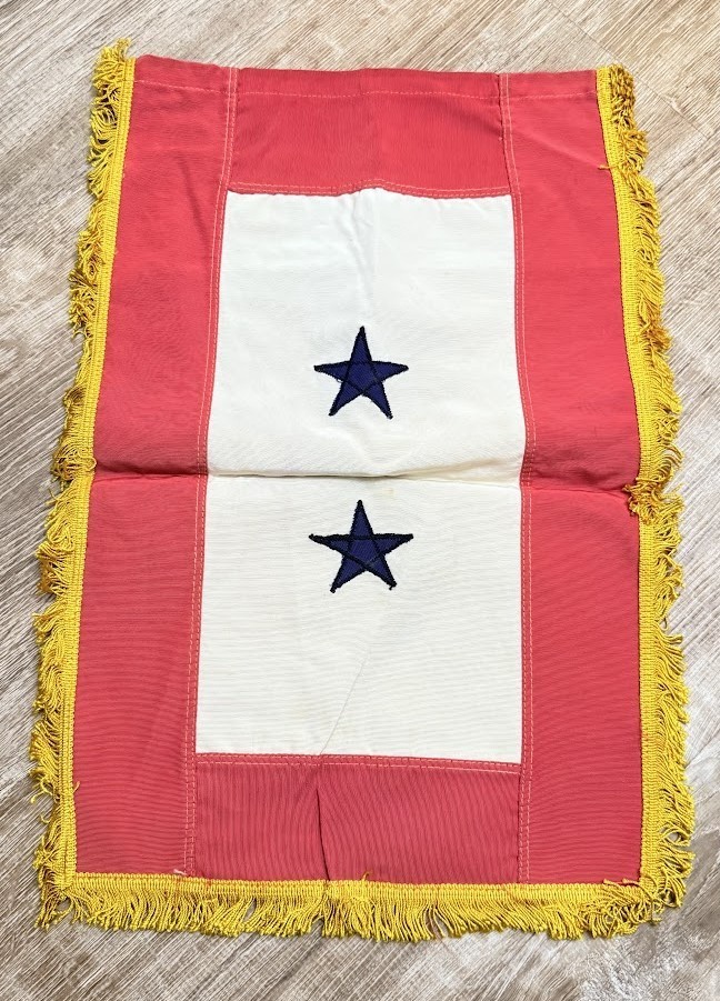 Vtg US Army Major General Two Star Command Flag Gold Fringe Military Banner WWII