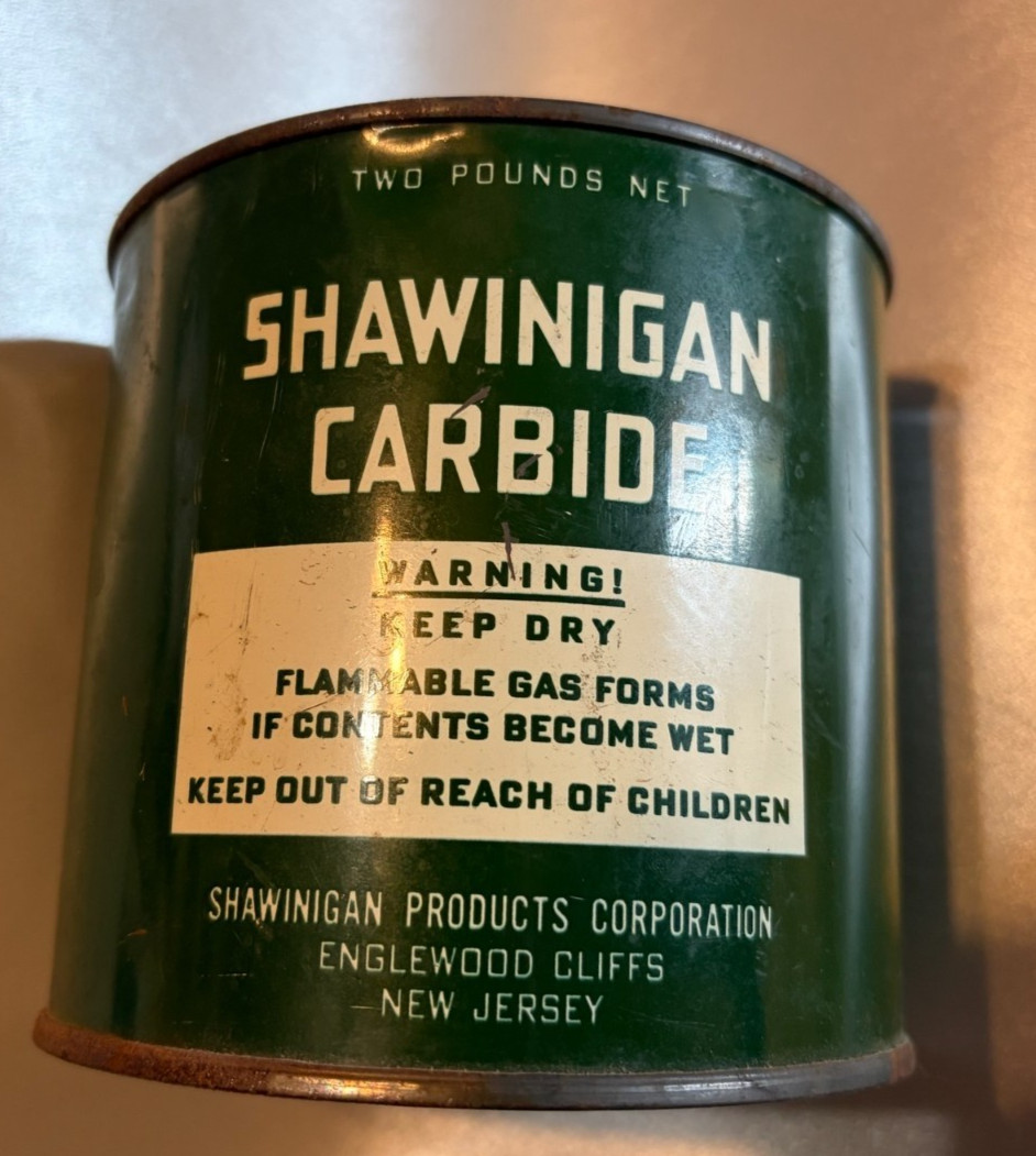 Vintage Shawinigan Carbide 2 Pound Metal Can, Mining Collectible