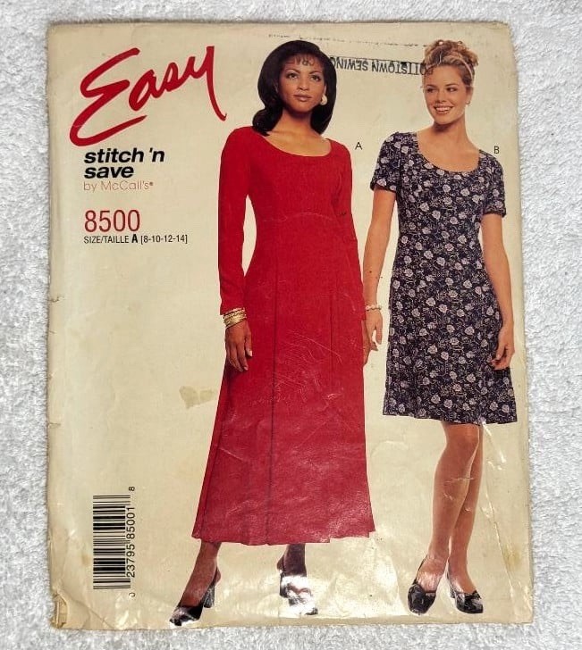McCall’s Stitch ‘N Save #8500 Size A (8-10-12-14) Scoop Neck Dress EASY McCall’s Stitch ‘N Save #8500 Size A (8-10-12-14) Scoop Neck Dress EASY