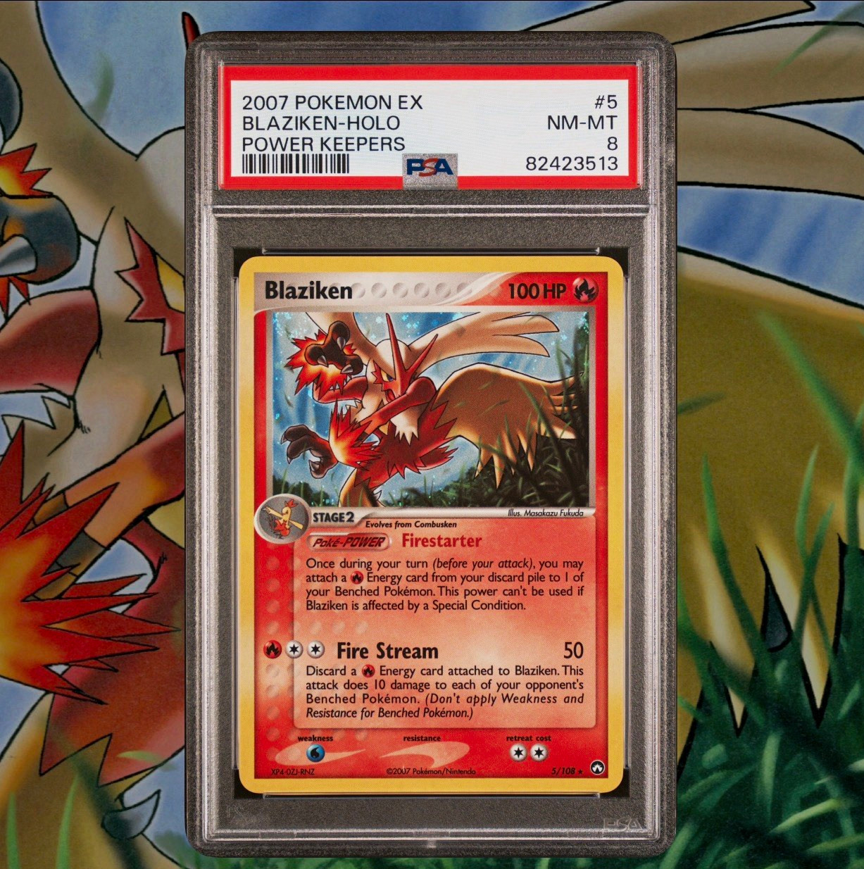 Pokémon 2007 EX Power Keepers Blaziken 5/108 Holo Rare PSA 8 with swirl 🌀fukuda