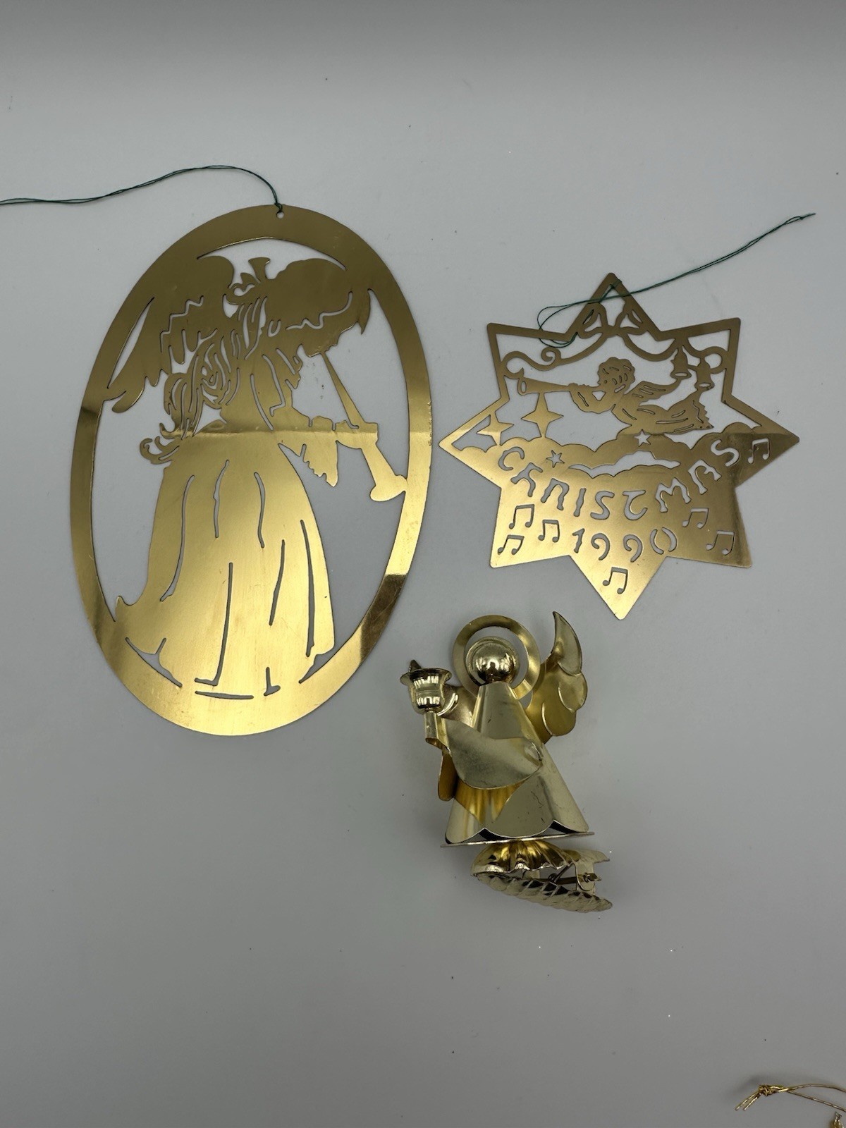 Set Of 3 Brass Ornaments Vintage Angels Mid Century