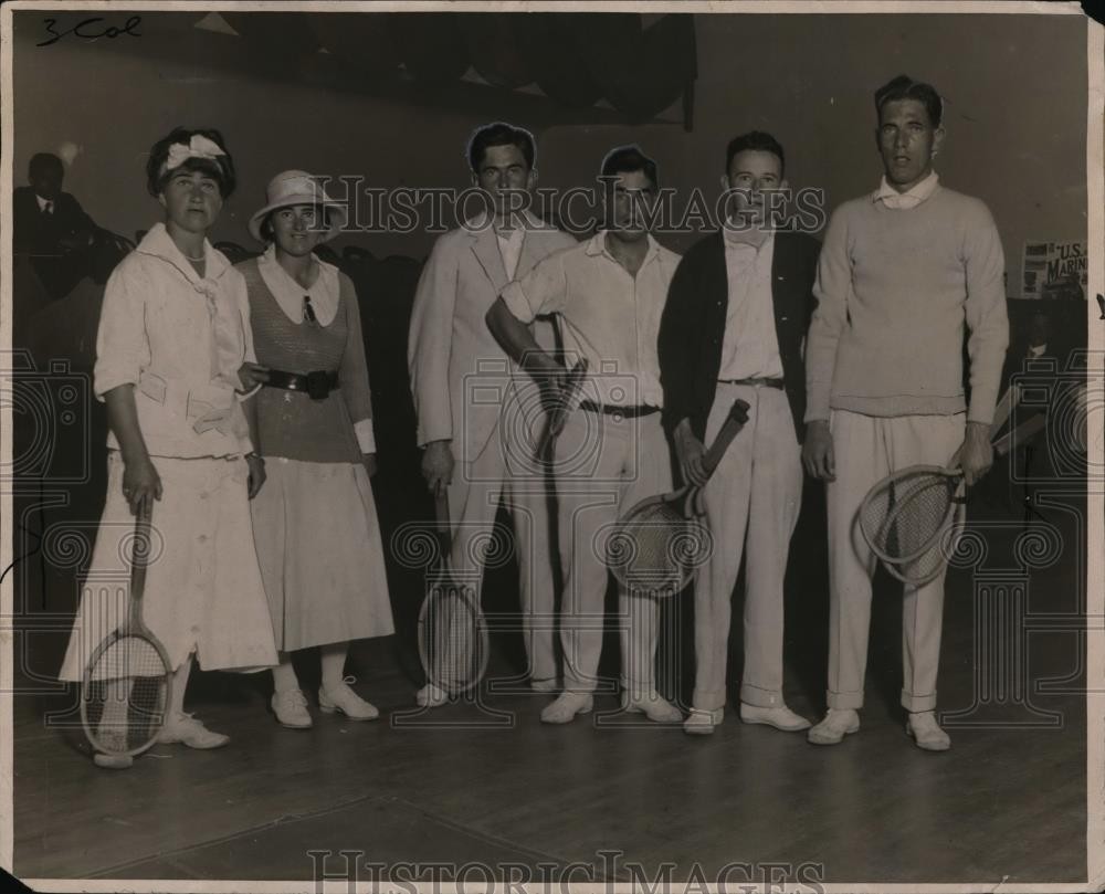 1922 Press Photo Tennis stars Florence Sutton, Mary Browni, Maurice McLaughlin 1922 Press Photo Tennis stars Florence Sutton, Mary Browni, Maurice McLaughlin