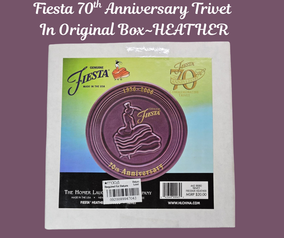 Homer Laughlin FIESTA 70th Anniversary Trivet In Original Box-HEATHER
