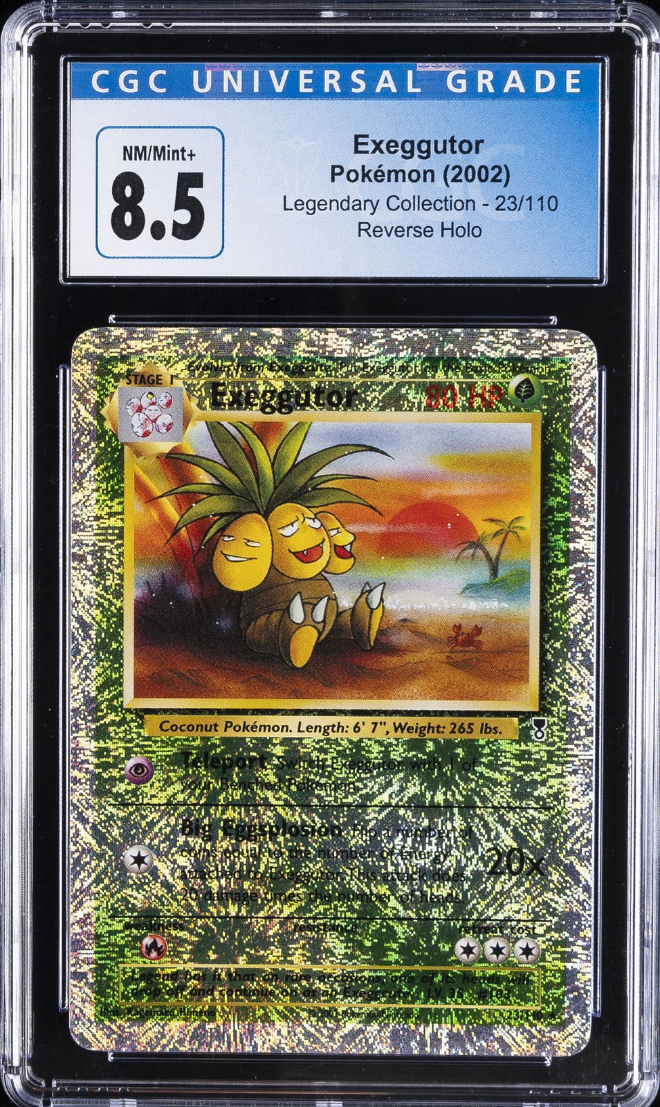 2002 POKEMON LEGENDARY COLLECTION REVERSE HOLO #23/110 EXEGGUTOR CGC 8.5