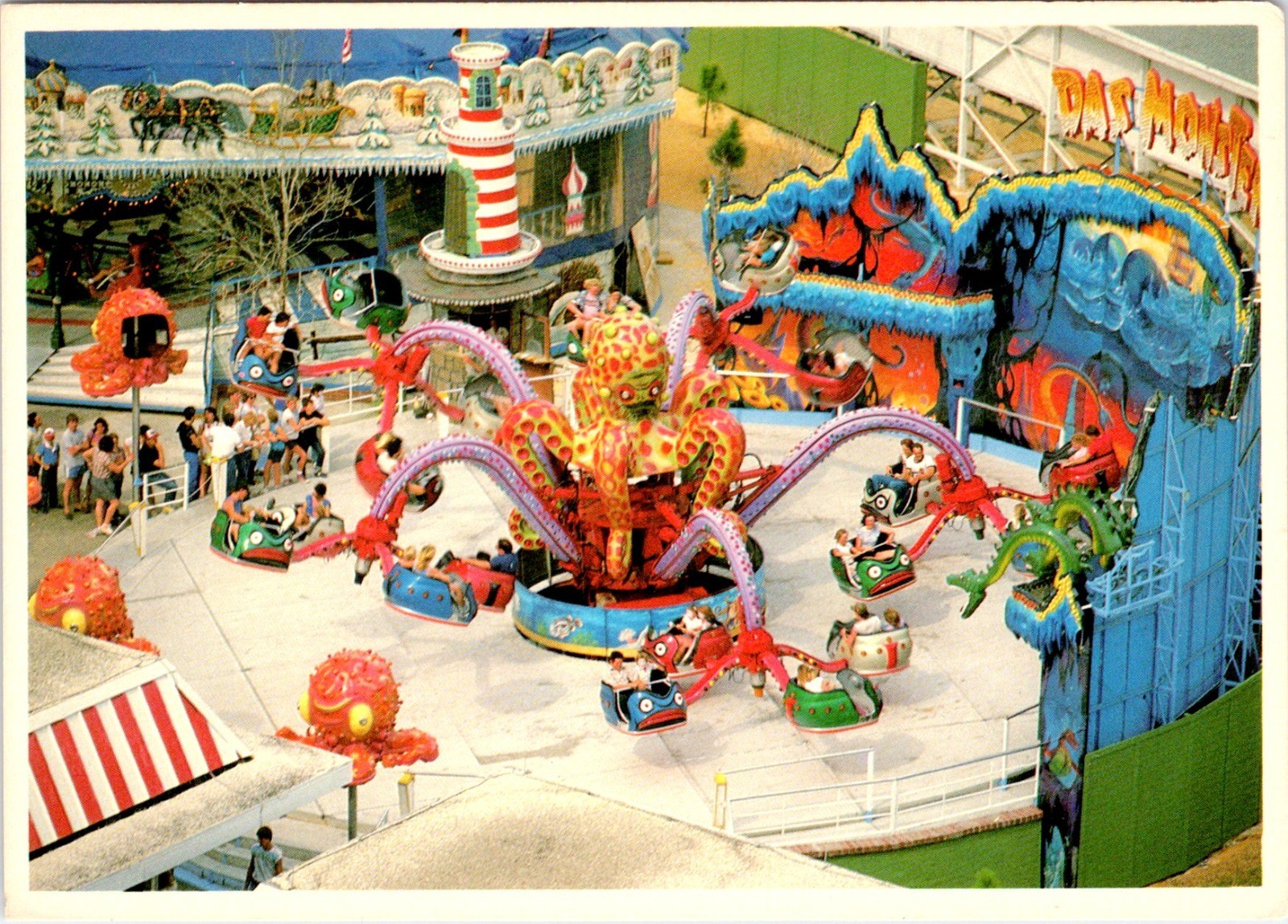FL Haines City CIRCUS WORLD AMUSEMENT PARK Das Monster Octopus Ride 4X6 Postcard
