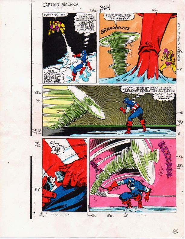 1980's Marvel Color Guide Comic Art, Original 1986 Captain America 324 page 18