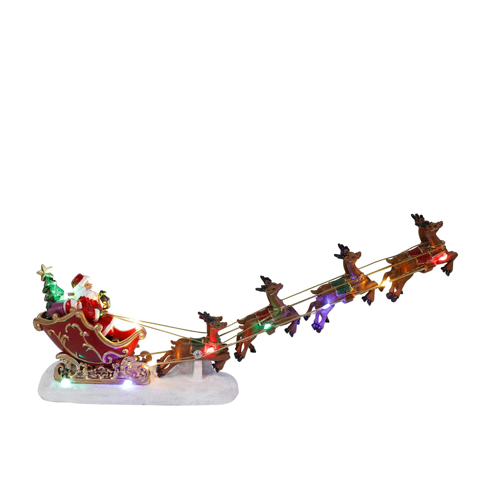 Holiday Living Carole Towne Santa Sleigh Reindeer Lighted Sound Village