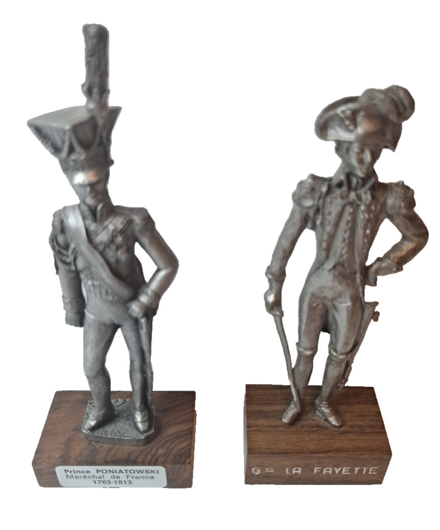 Prince Poniatowski Lafayette Metal Figures Statues Vintage Military Soldiers Set