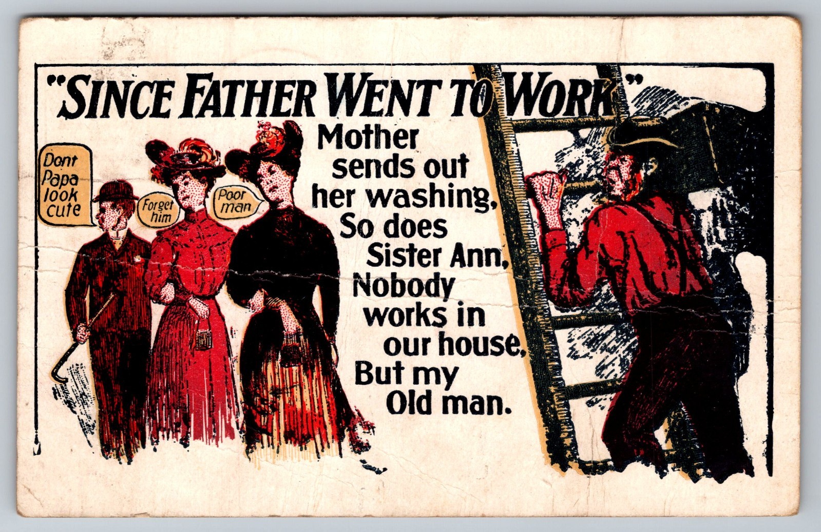 1907 Antique Comic Postcard Since Father Went To Work Labor Humor Grantsville MD 1907 Antique Comic Postcard Since Father Went To Work Labor Humor Grantsville MD
