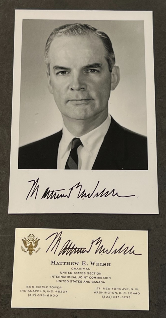 Matthew E Welsh Signed Photo & Card Indiana Governor Autograph Political