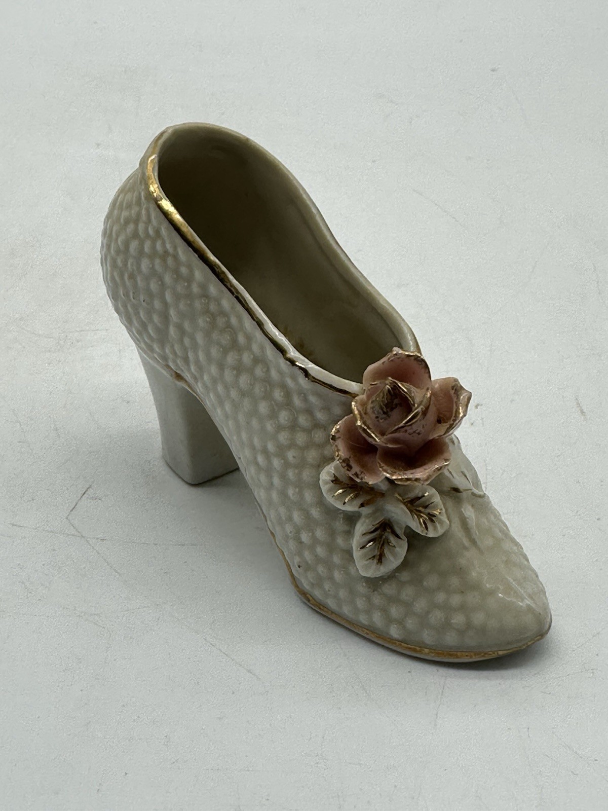 Mini Porcelain Shoe/Slipper with Applied Flowers Germany Mini Porcelain Shoe/Slipper with Applied Flowers Germany