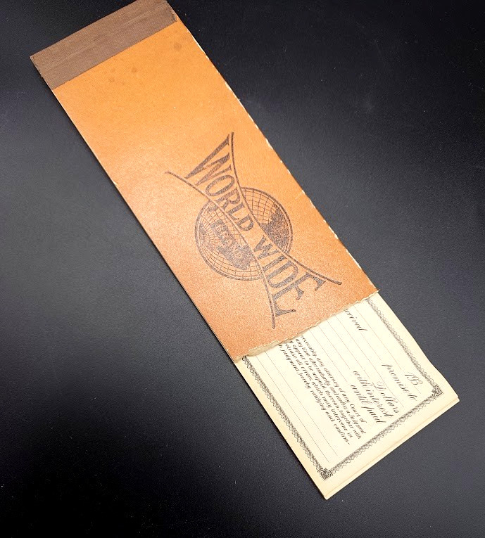 Vintage 1930s World Wide Blank Promissory Note Book Eagle Junk Journal Ephemera