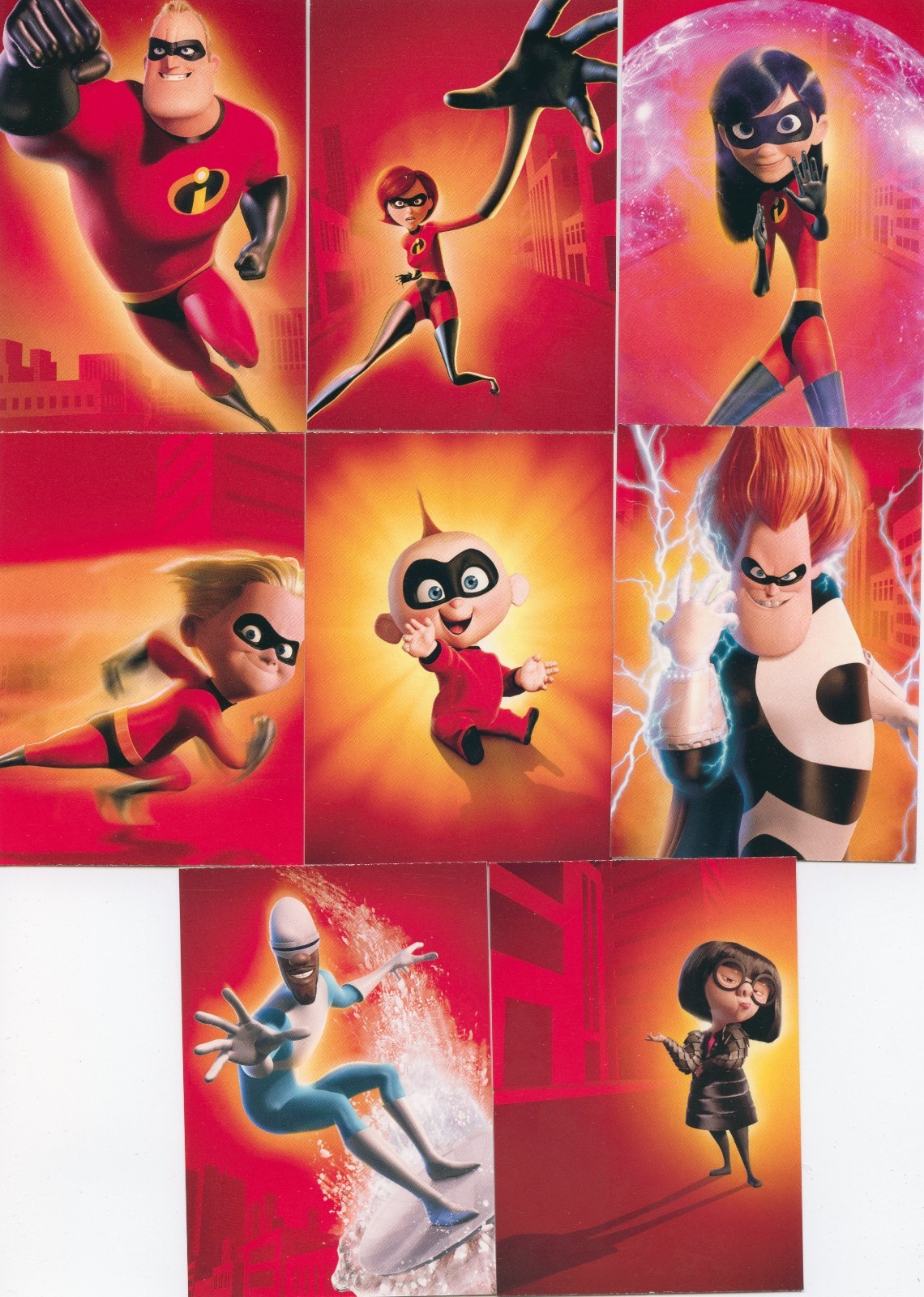RARE VHTF Disney Pixar the Incredibles Complete 8 Promo Card Set RARE VHTF Disney Pixar the Incredibles Complete 8 Promo Card Set