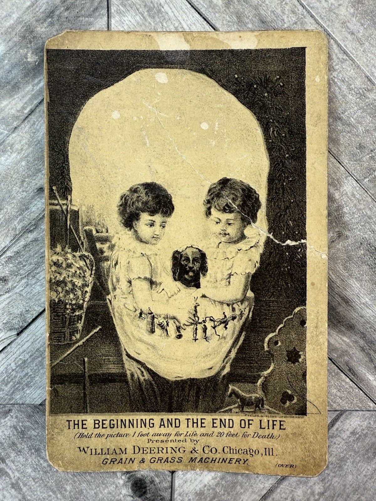 Antique William Deering Trade Card Skull Ghoulish Deering Mowers Machinery/READ Antique William Deering Trade Card Skull Ghoulish Deering Mowers Machinery/READ