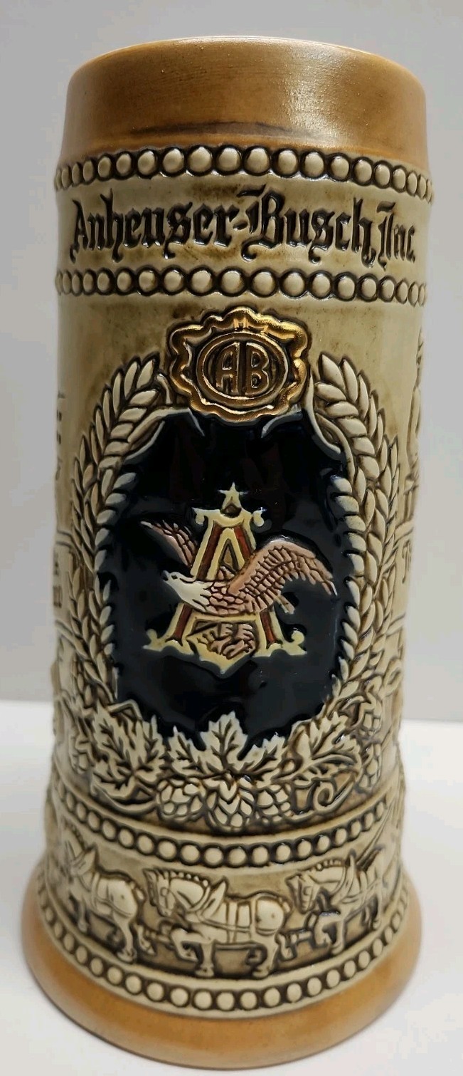 1976 Budweiser A & Eagle Ceramic Beer Stein CS2 Ceramarte Brazil Vintage