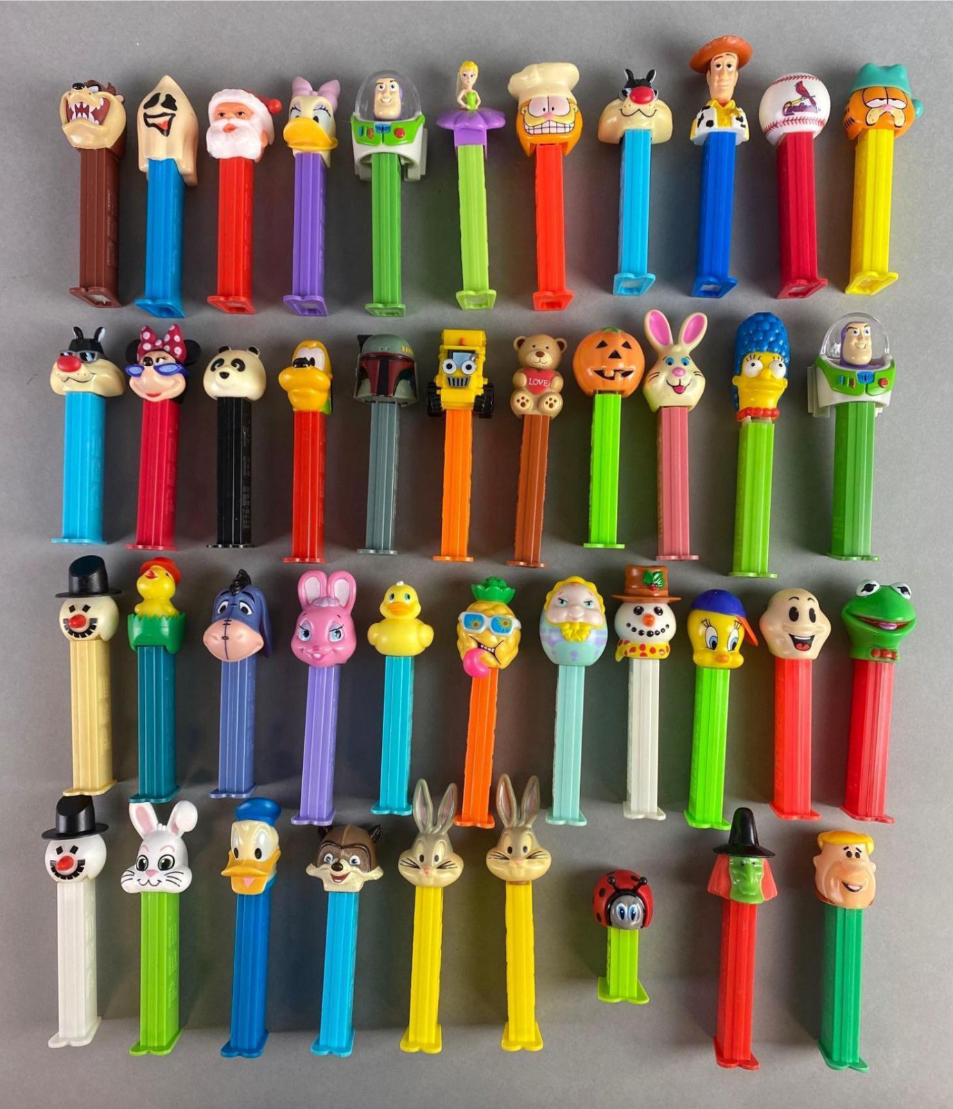 HUGE LOT 40+ Vintage PEZ Dispensers Toy Story, Star Wars, Looney Tunes, & Santas