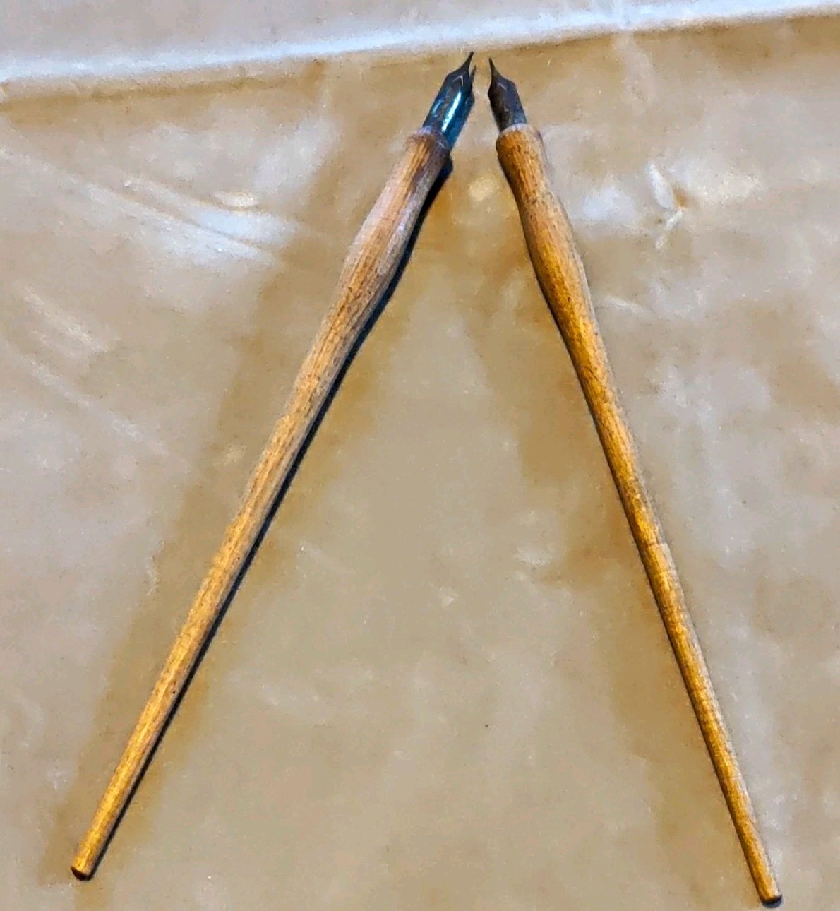 Rare Lot of 2 Antique P Estep Middletown PA Calligraphy Dip Pens Wooden Holders