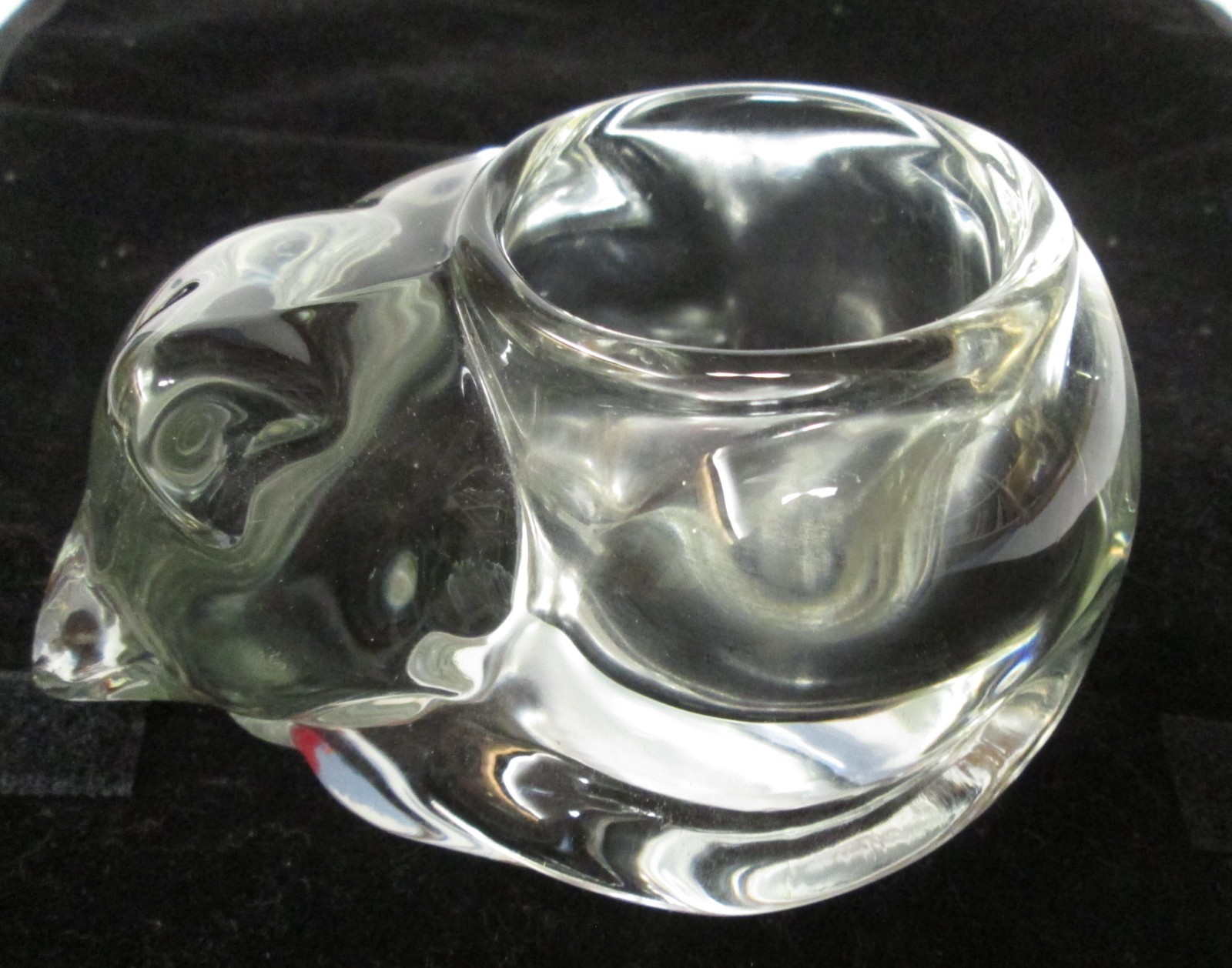 sleeping kitty cat votive candle holder - heavy clear glass sleeping kitty cat votive candle holder - heavy clear glass