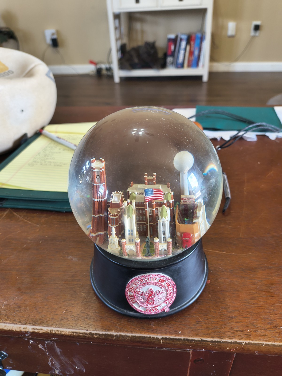 Beautiful University Of Oklahoma Snow Globe With Boomer Sooner Music Box