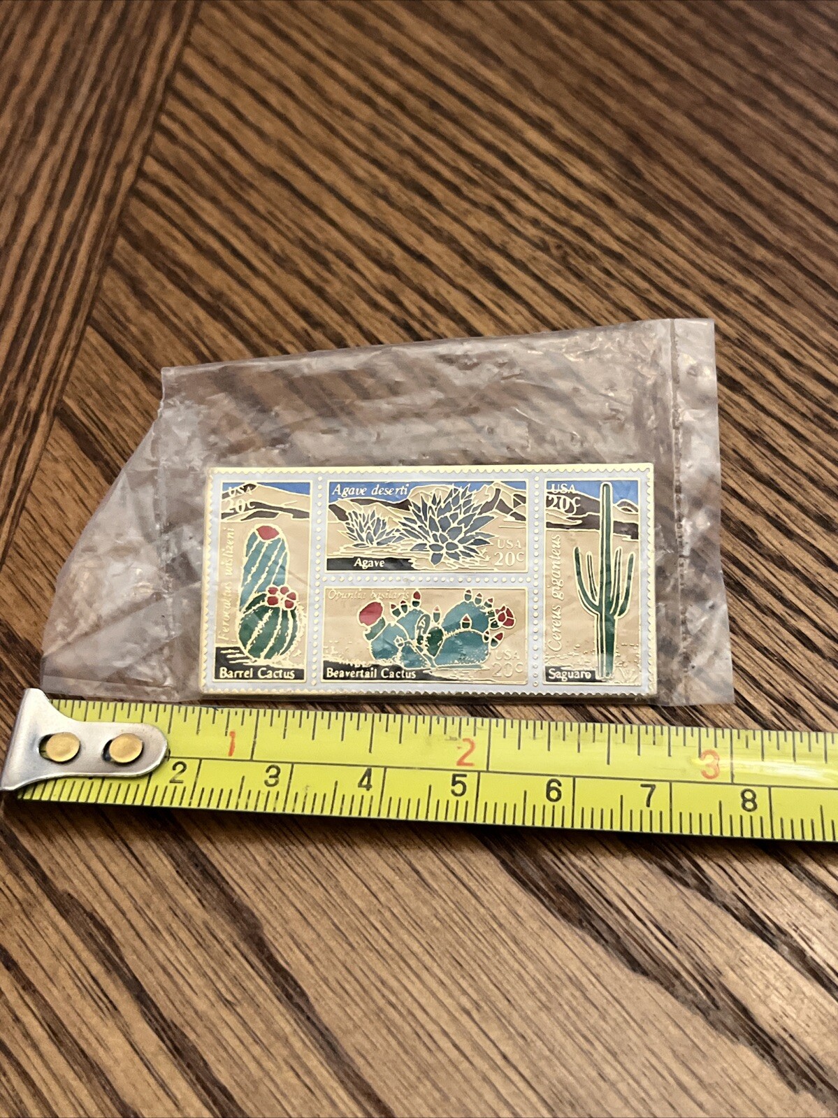 Desert Cactus USPS Block Of 4 20c Stamp Enamel Pin Saguaro Agave... March Co NEW