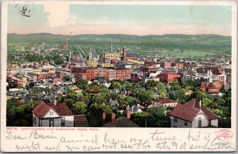 Chattanooga, Tenn. Postcard Bird\'s-Eye View from Missionary Ridge / Detroit 1902