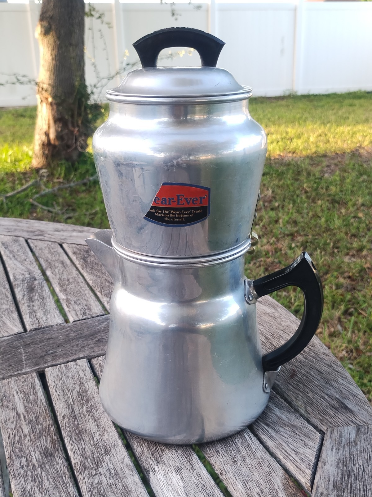 Antique New Old Stock Aluminum WearEver Six-Cup Aluminum Coffee Maker Pot #5072