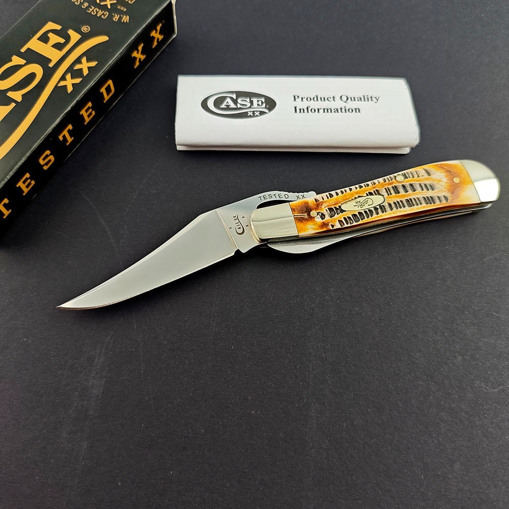 Case XX USA 6.5 Burnt BONE STAG Stainless Russlock Pocket Knife 65303 New