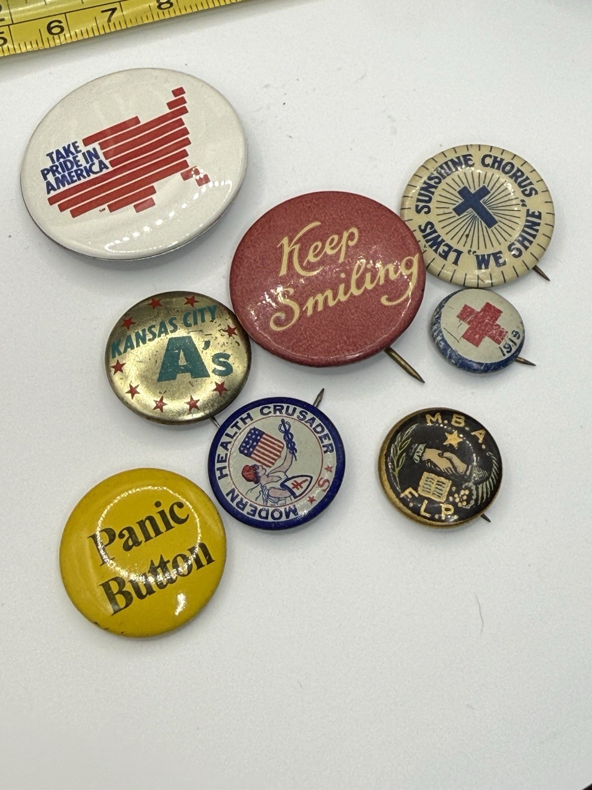 Vintage / Antique Lot Of 8 Button Pins