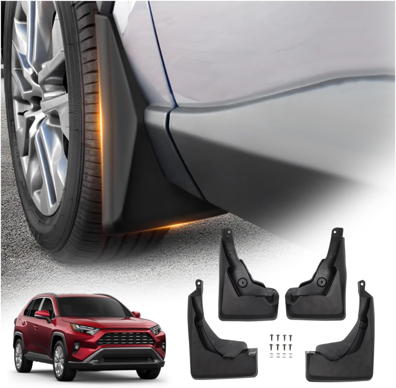 Mud Flaps Fit for Toyota RAV4 2019-2025, OEM Style No Drilling Mud Guards for Mud Flaps Fit for Toyota RAV4 2019-2025, OEM Style No Drilling Mud Guards for