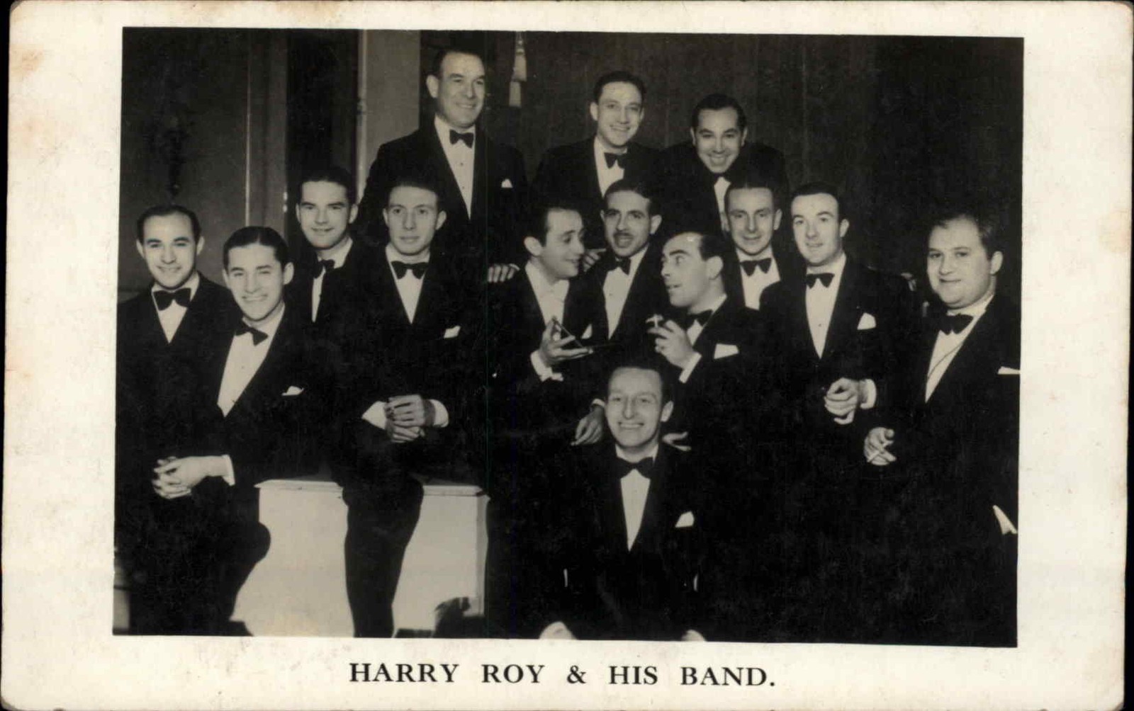 HARRY ROY and His Band BIG BAND HAND DRAWN PIC ON BACK Vintage RPPC