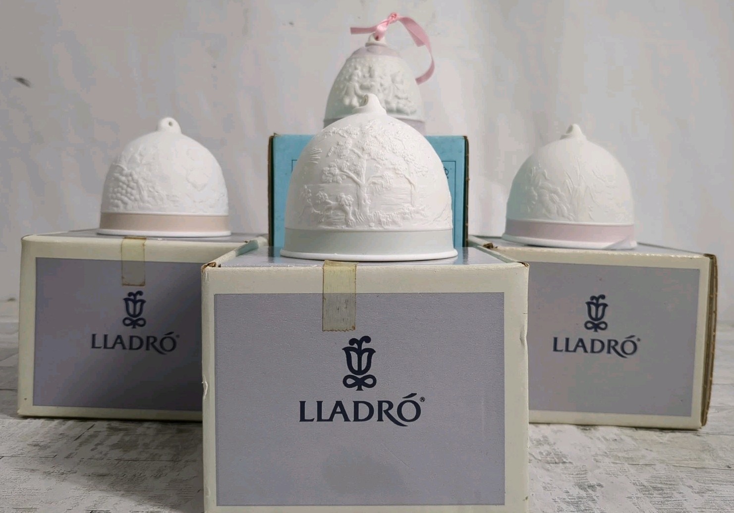 NOB Vintage Lladro Mixed Lot of 4 Christmas Porcelain Ornament Bells 1987 - 1993 NOB Vintage Lladro Mixed Lot of 4 Christmas Porcelain Ornament Bells 1987 - 1993