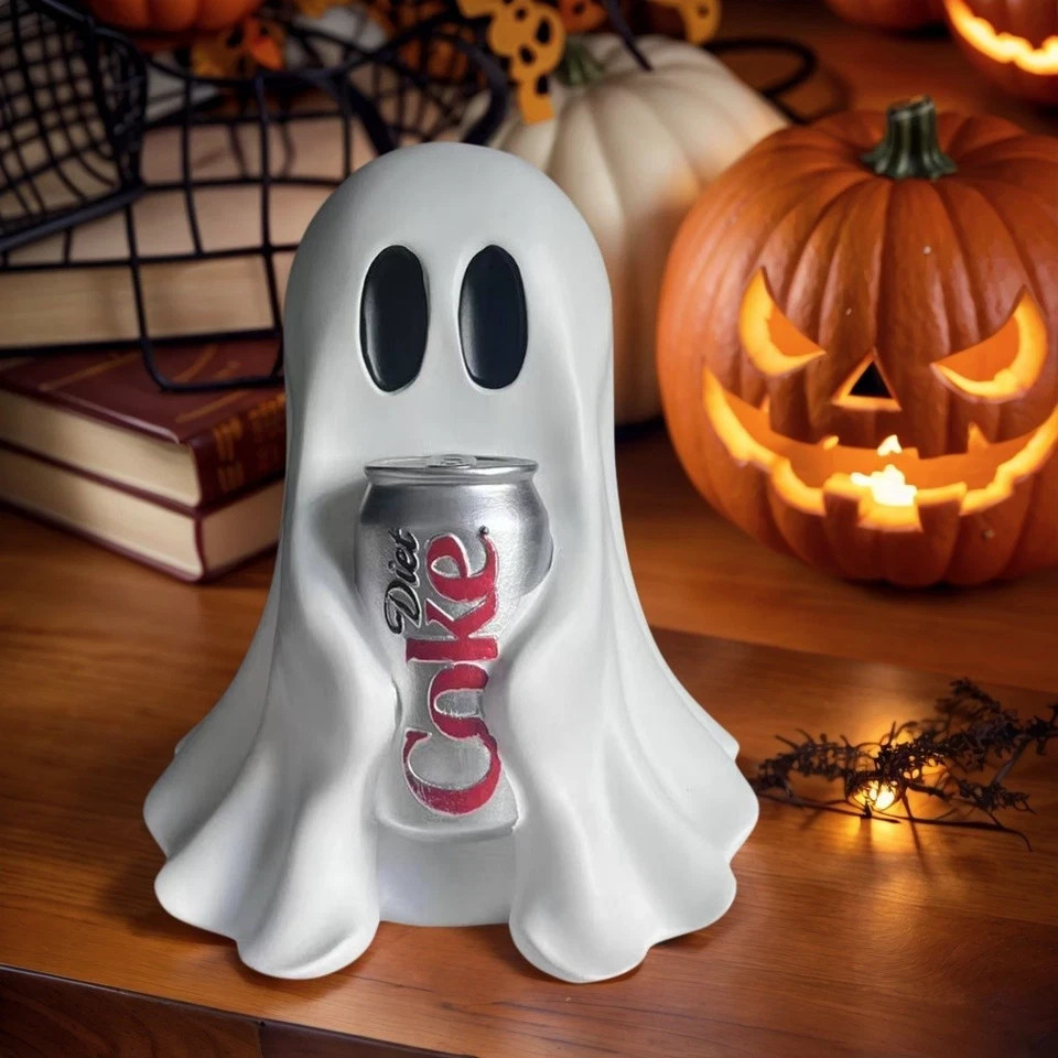 New Funny COCA-COLA Ghost Figurine Holding Diet cock Can Halloween (No drinks) M