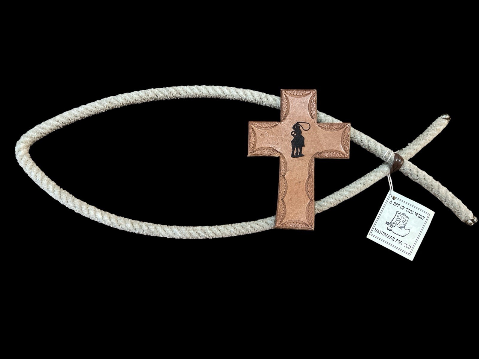 Western Christian Jesus Fish Wall Art Handmade Colorado Leather Cross Cowboy