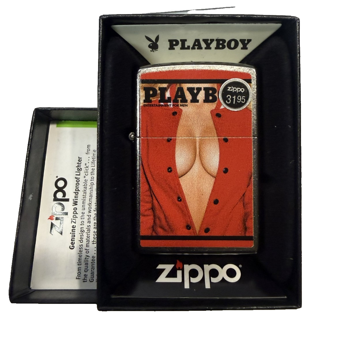 Zippo Playboy Bunny Logo Pocket Lighter Windproof Unfilled USA Made New In Box
