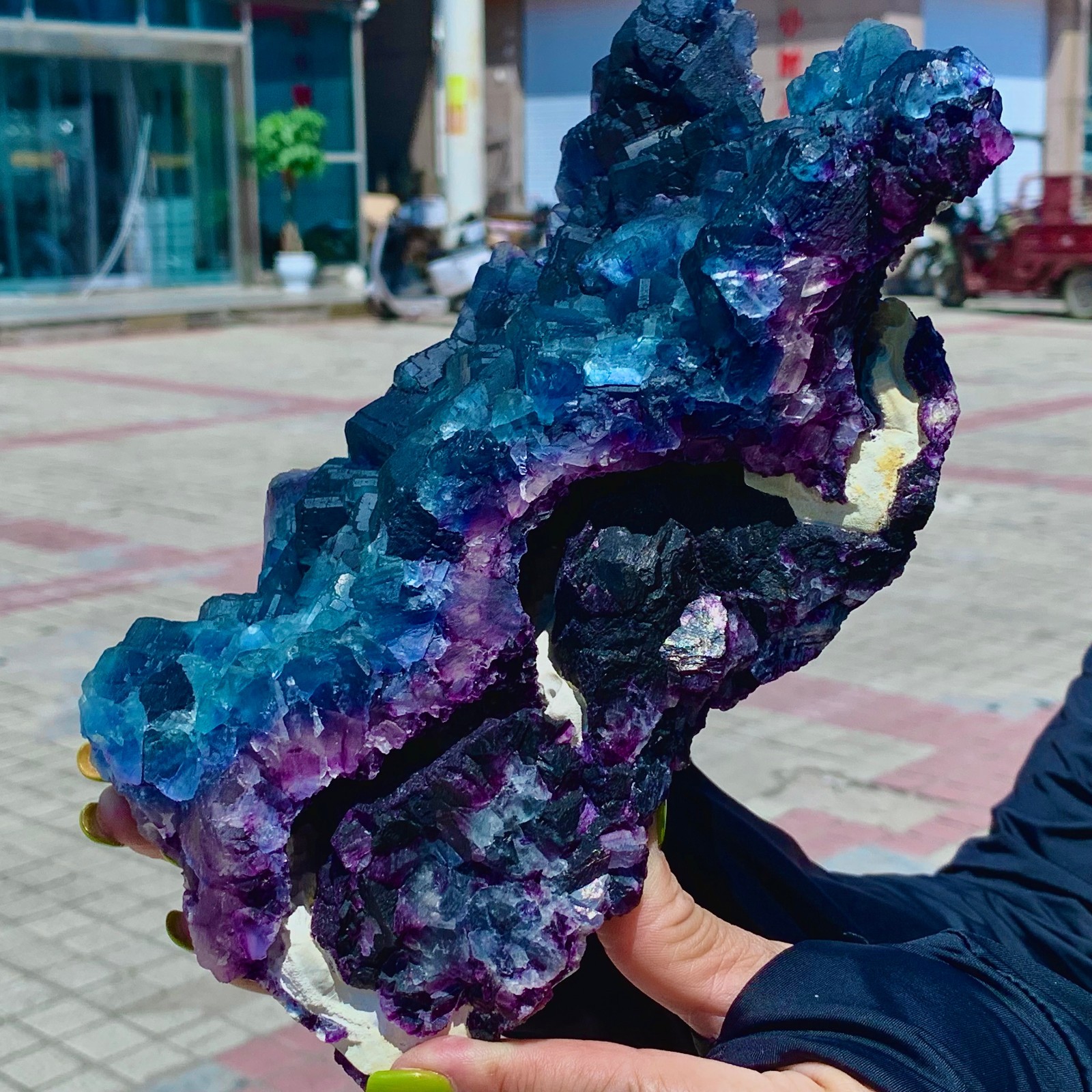 5.62LB Rare Purple BLUE cubic fluorite mineral crystal sample/Zhejiang, China