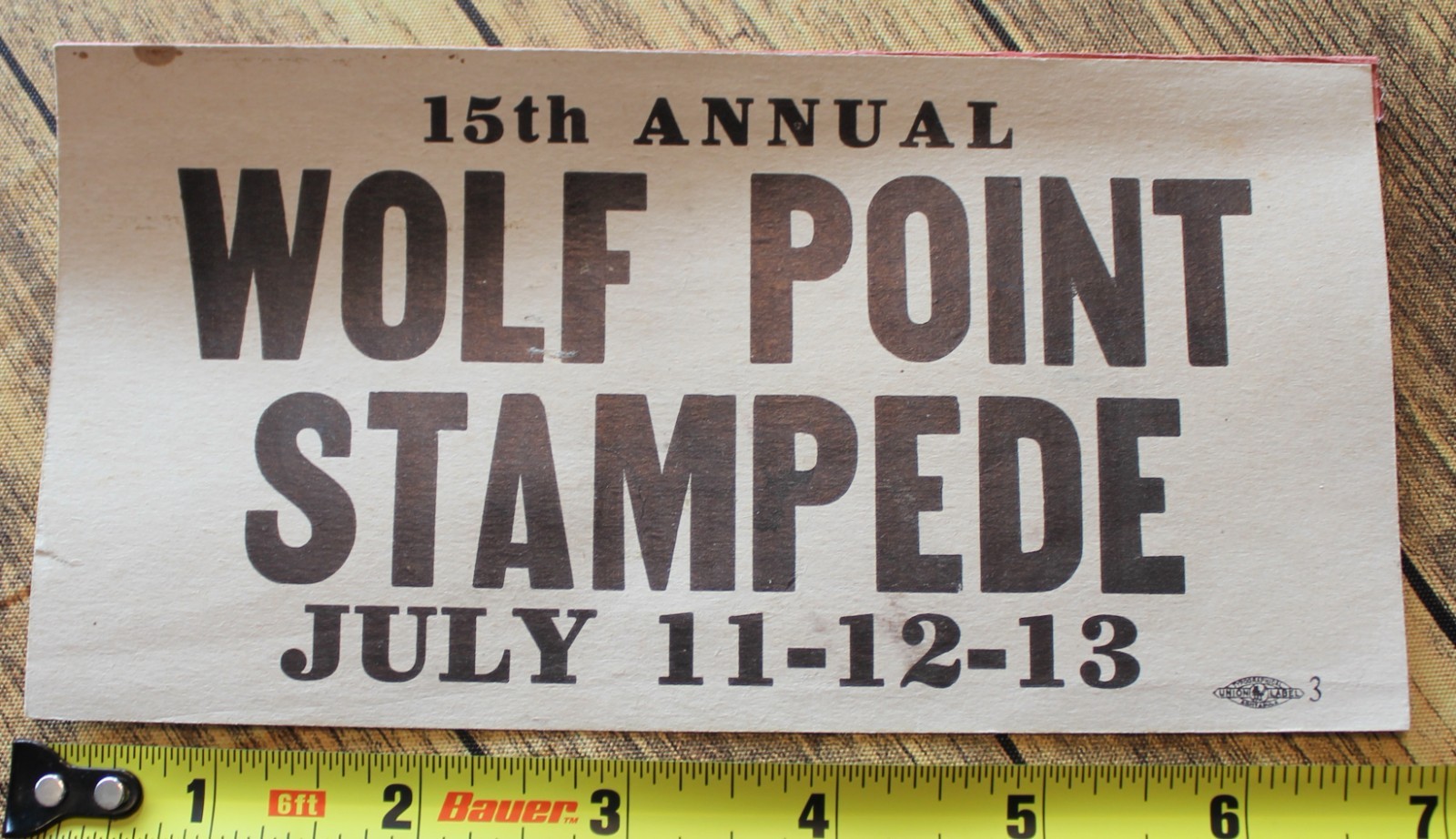 Vintage Wolf Point Stampede Wolf Point, Montana 15th Annual (1938) Paper sign Vintage Wolf Point Stampede Wolf Point, Montana 15th Annual (1938) Paper sign