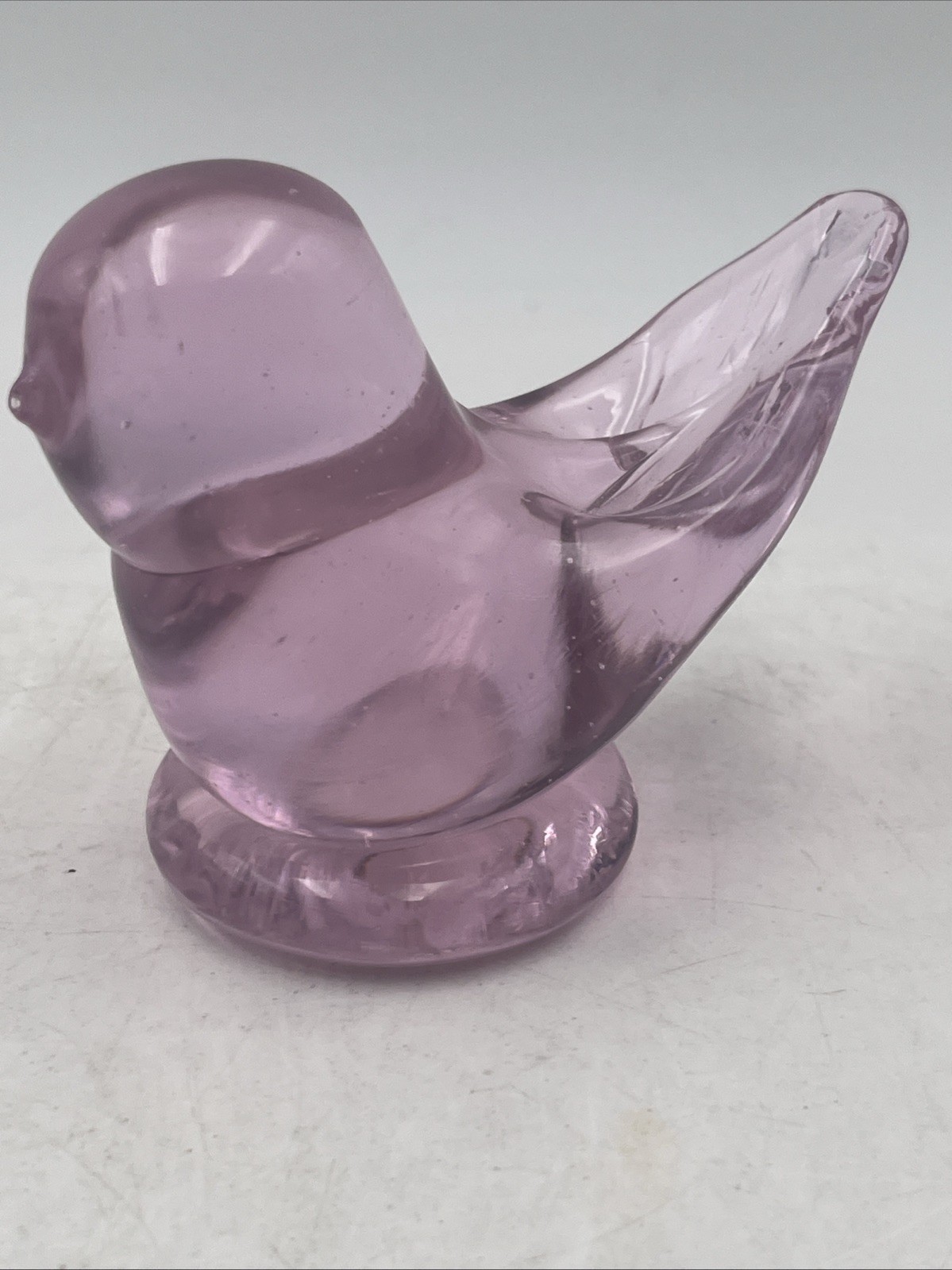 Vintage Pink Glass Bird Handblown Figurine Terra Studios Signed Leo Ward 2003