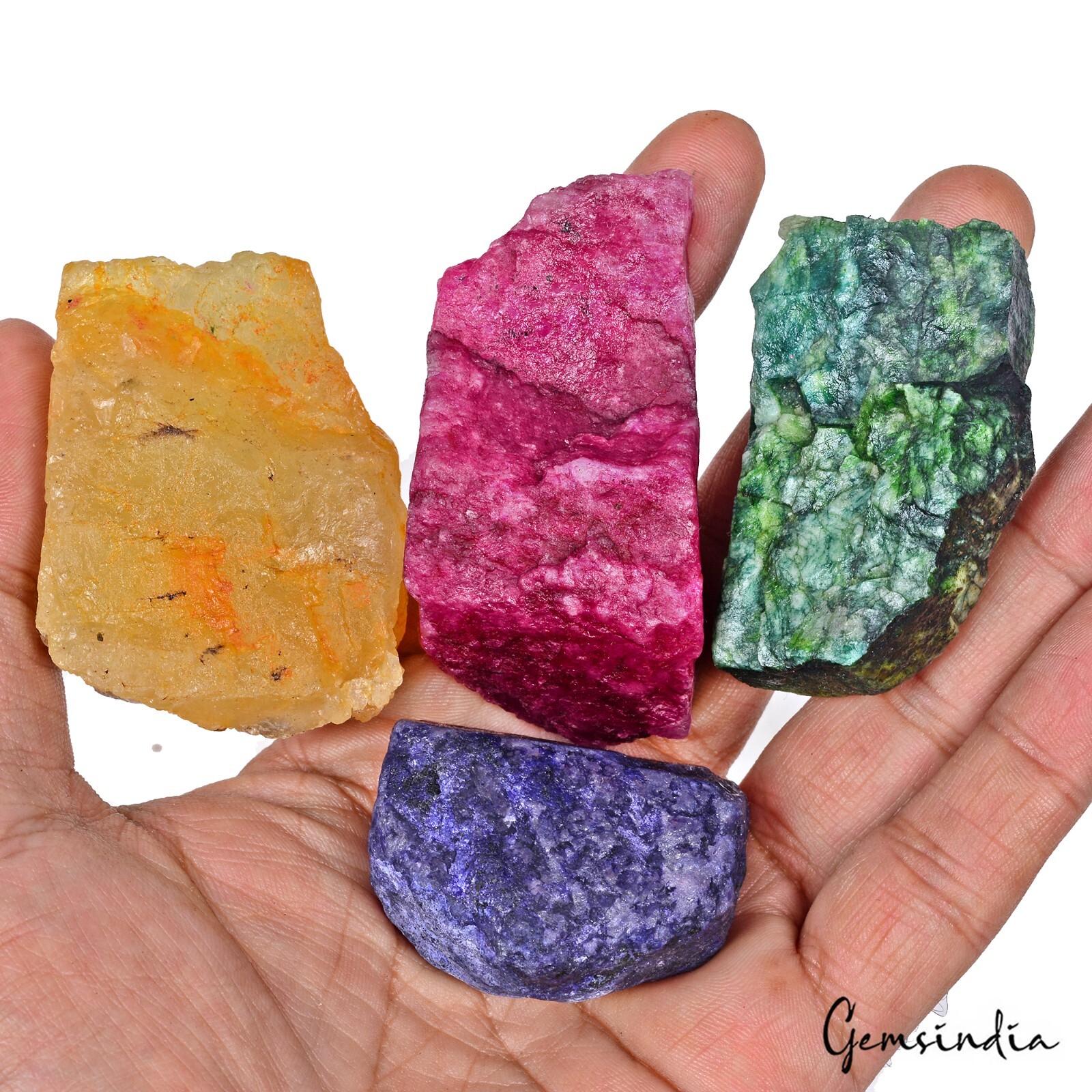 1460 Ct/4 Pcs Natural Multi Color Multi Gems Uncut Raw Rough Healing Specimens 1460 Ct/4 Pcs Natural Multi Color Multi Gems Uncut Raw Rough Healing Specimens