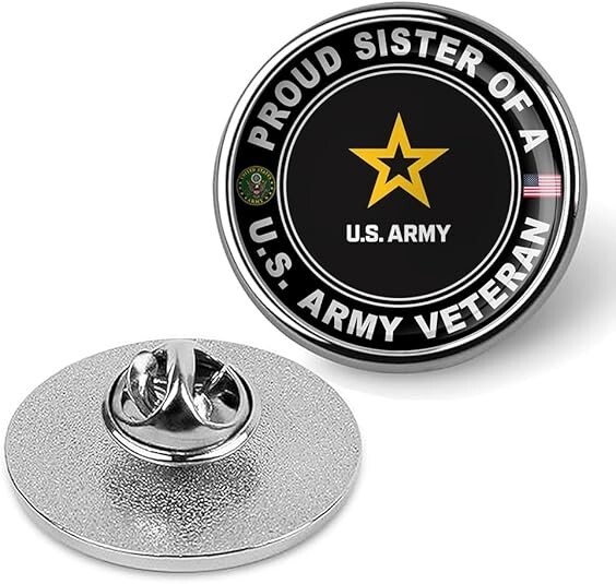 Proud Sister of a United States Armed Veteran Tie Suit Shirt Lapel Pin - Silver Proud Sister of a United States Armed Veteran Tie Suit Shirt Lapel Pin - Silver