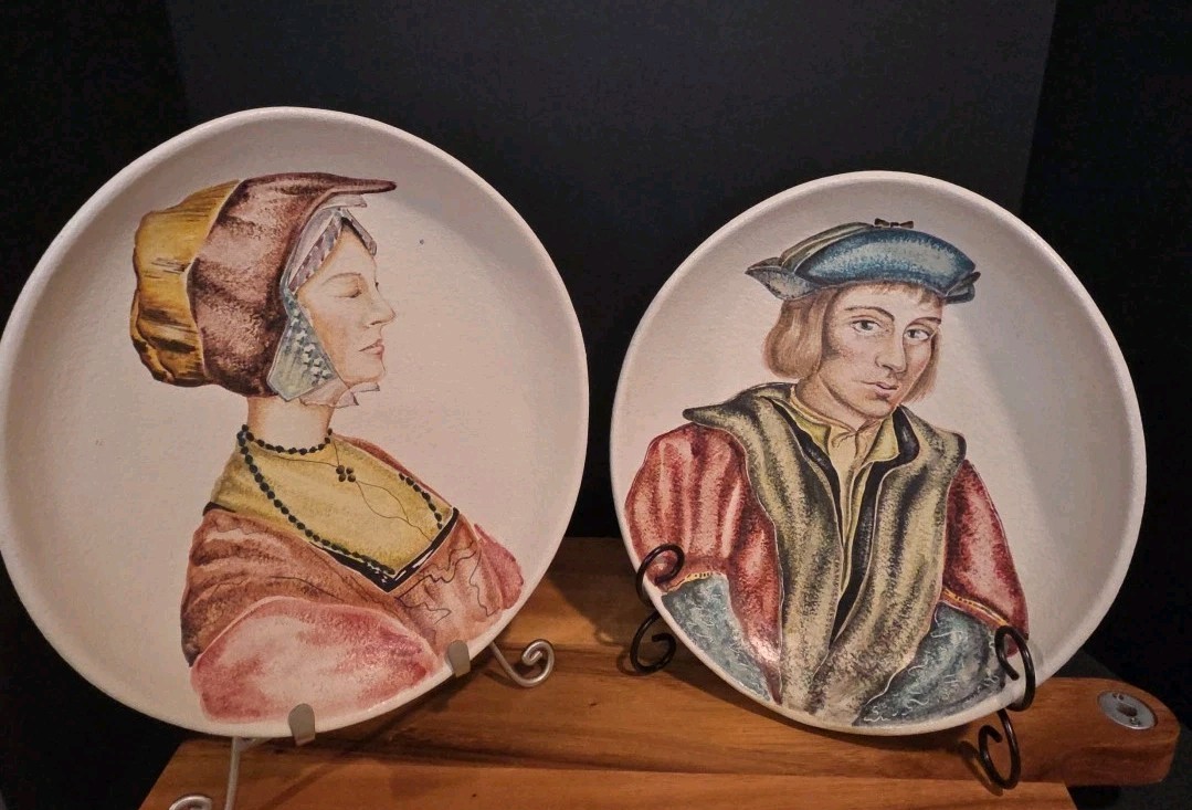 Rare Pair Of Mid Century Marcello Fantoni Terra Cotta Wall Paintings 12x10