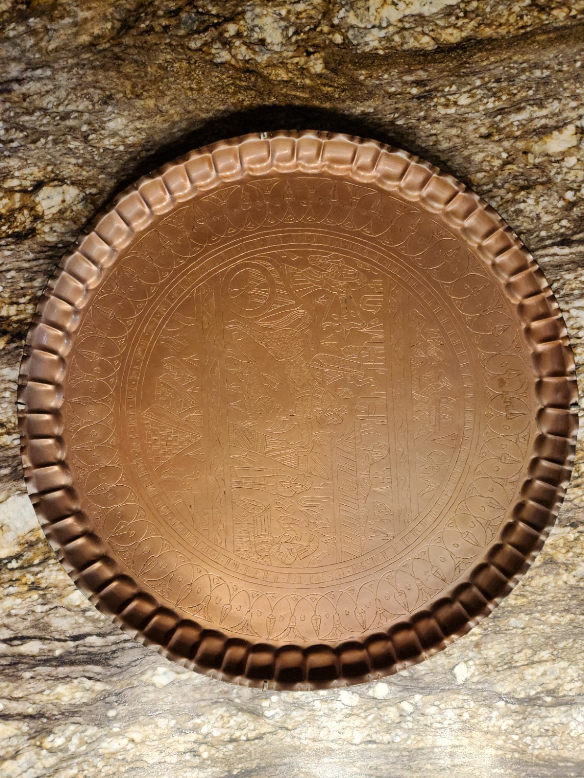 Vtg Egyptian Copper Wall Tray 23 Vtg Egyptian Copper Wall Tray 23