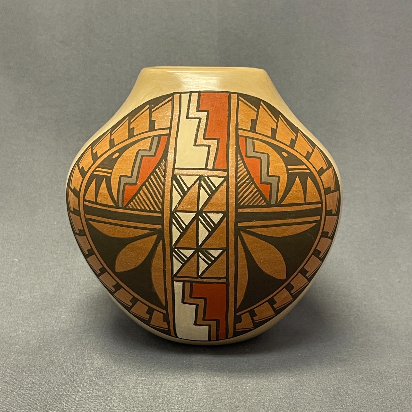Juanita Fragua, Jemez Pueblo Handmade Painted Pot with Geometric Design Juanita Fragua, Jemez Pueblo Handmade Painted Pot with Geometric Design