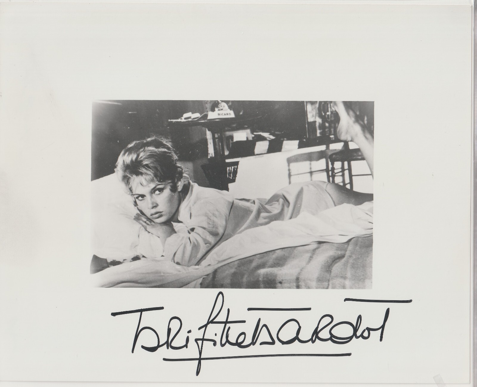 Brigette Bardot, Actress. Sexy Bedroom Scene, Signed , 8 x 10 Photograph. w/COA Brigette Bardot, Actress. Sexy Bedroom Scene, Signed , 8 x 10 Photograph. w/COA