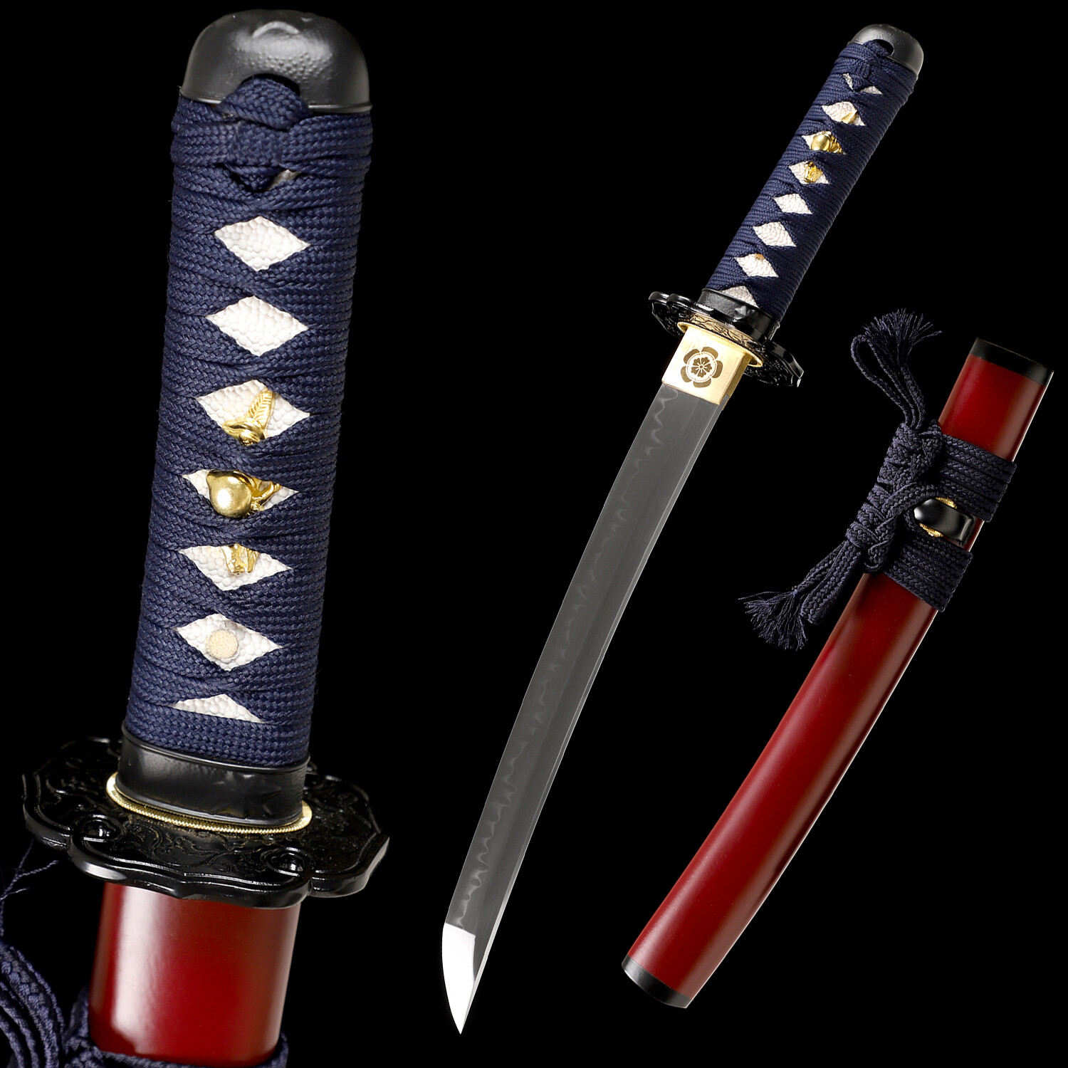 20'' Clay Tempered T10 Steel Mini Katana Japanese Samurai Tanto Sword Full Tang