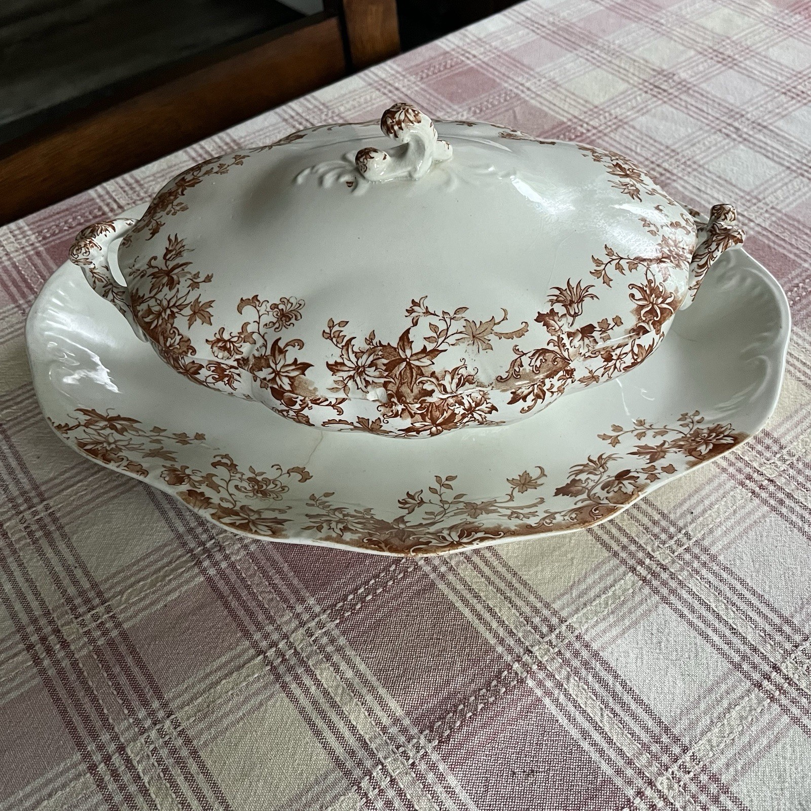 Antique Mellor Taylor & Co Athol Pattern Covered Dish & Platter Semi Porcelain